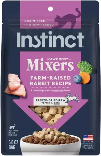 Instinct Guarnición liofilizada de alimento para gato Raw Boost Mixers sin granos, receta completamente natural de Nature's Variety, Conejo