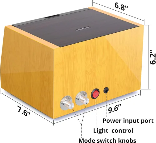 Miniatura 2 de Winder de reloj hecho de carcasa de bambú natural de alta calidad para 6 relojes automáticos con artesanía de alto brillo 4 modos de ajuste y motor