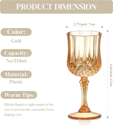 Miniatura 2 de XUWAIDSGN 48 Pcs Copas de Vino Vintage de Plástico de 7oz Vasos para Beber Vasos Irrompibles Cristalería para Bodas Copas de Agua de Cristal Goblets