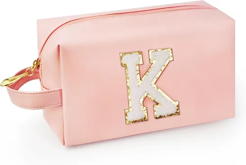 Miniatura 69 de Bolsa de maquillaje personalizada con inicial con asa, bolsa de cosméticos de preparación con bolsillo interior con cremallera, 8, 9, 10, 11, 12