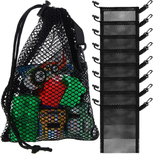 Miniatura 7 de 8 bolsas de malla negra con cordón y clips, pequeñas bolsas de malla de almacenamiento de nailon, bolsa para lavavajillas, bolsa de red para joyas