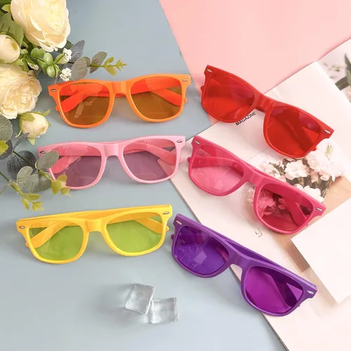 Miniatura 80 de Suministros para regalos de fiesta de colores neón Paquete de 8 gafas de sol unisex