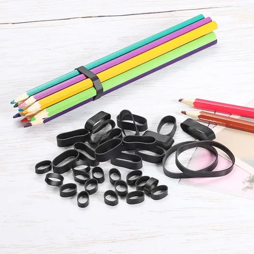 Miniatura 5 de PATIKIL Bandas de goma de silicona, 100 unidades, antideslizantes, de 0.9 pulgadas, color negro plano, para envolver cables, envolturas de bolsas