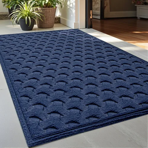 Miniatura 24 de DEXI Tapete para puerta delantera, entrada exterior, 17 x 29 pulgadas, tapete de goma para puerta trasera, resistente, antideslizante de perfil negro