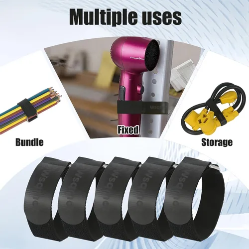 Miniatura 6 de Paquete de 10 correas elásticas de cincha de 1 x 8 pulgadas, correas de nailon de alta resistencia, correas de nailon ajustables reutilizables