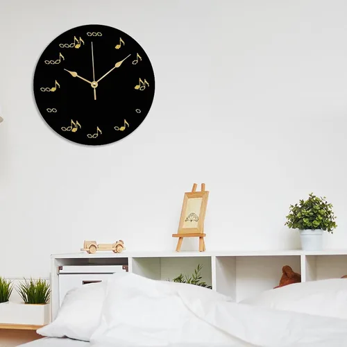 Miniatura 5 de ArogGeld The One of A Kind - Reloj de notas musicales con notas doradas, reloj artístico que no hace tictac, funciona con pilas, relojes decorativos