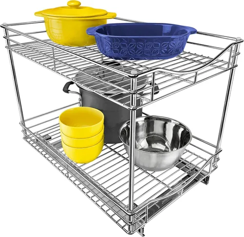 Miniatura 7 de Lynk - Organizador profesional para armario de cocina con dos niveles, para sacar y guardar debajo del gabinete, sirve de organizador para despensa