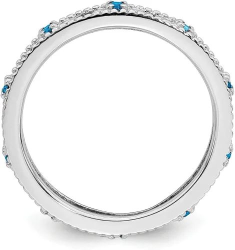 Miniatura 2 de Anillo de plata de ley 925 apilable de topacio azul anillo de eternidad