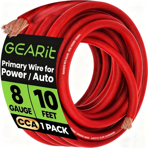 Miniatura 22 de GEARit Cable de alambre calibre 8 (25 pies - rojo translúcido) de cobre recubierto de aluminio CCA - Alambre automotriz principal de Alambre
