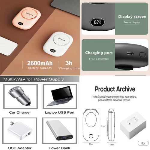 Miniatura 5 de AOCOOLFAN Ventilador de cuello portátil, mini ventilador de mano personal pequeño recargable por USB de 3 velocidades para niñas, niños y mujeres