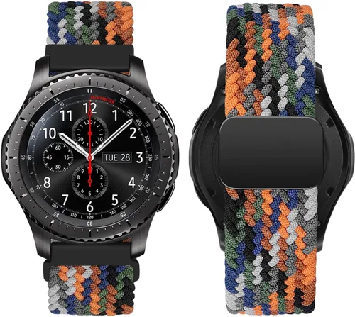 Miniatura 9 de Compatible con Galaxy Watch 1.811 in/Galaxy Watch 3 1.772 in/Gear S3 Frontier Classic Band Nylon trenzado elástico elástico Solo Loop Correa