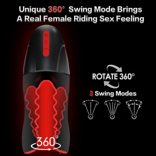 Miniatura 2 de Masturbador automático de 360° con oscilación cónica masculina, juguetes sexuales para adultos, calefacción vibratoria de mamada, manos libres