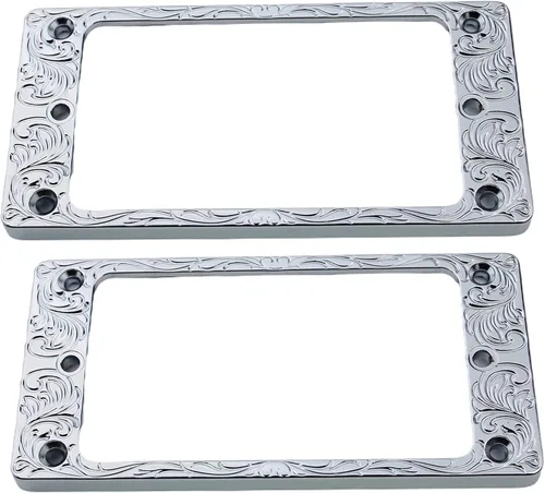 Miniatura 13 de Guyker Cubierta Humbucker plana de metal, juego de anillos de montaje para pastilla, pieza de repuesto de marco de pastillas para cuello de puente