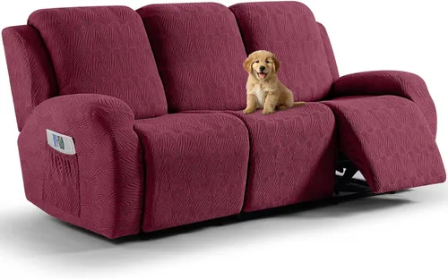 Miniatura 10 de VANSOFY Fundas para sillas reclinables, 4 piezas, elásticas, de tela jacquard, suave funda para silla reclinable, protector de muebles con parte
