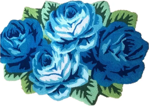 Miniatura 31 de Alfombrilla Abreeze con 4 rosas, alfombrillas con diseño de flores azul, hecha a mano, antideslizante (no se desliza), alfombrilla moderna, de puede