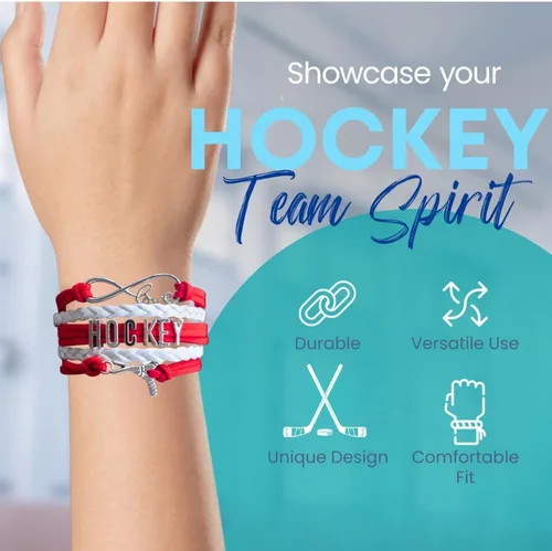 Miniatura 2 de Pulsera con dije de hockey, joyería de hockey sobre hielo, pulsera de hockey con amor infinito, regalo para ella