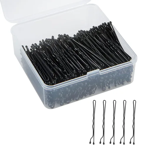 Miniatura 8 de Alfileres en forma de U en estuche, 200 pinzas doradas para el cabello a granel para mujeres, 2.4 pulgadas, grandes y fuertes sujetadores