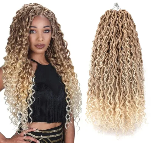 Miniatura 37 de Aipin Goddess Cabello de Ganchillo de 18 Pulgadas Boho River Locs Hippie Locs Ondulado de Ganchillo Con Cabello Rizado en el Medio y Extremos 613
