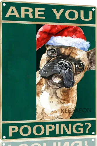 Miniatura 8 de Letrero de metal con texto en inglés "Beagle" Are You Pooping de 12 x 8 pulgadas, letrero de Navidad vintage, con sombrero de Papá Noel, divertido