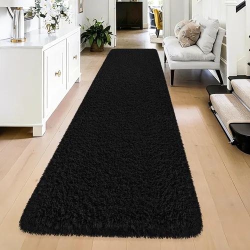 Miniatura 24 de Alfombras suaves para dormitorio, alfombra de pasillo de 2 x 6 pies, alfombra de felpa lanuda antideslizante para mesita de noche, sofá, sala