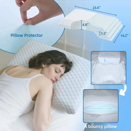 Miniatura 6 de USlixury Almohadas para dormir de lado para adultos, almohada curvada ajustable de 4 capas con soporte superior, almohada creciente para dormir