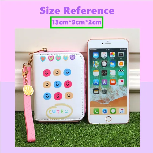 Miniatura 2 de Smile - Monedero con diseño de cara feliz, cartera pequeña para niñas, con dije, mini bolsas para monedas con correa, Cartera
