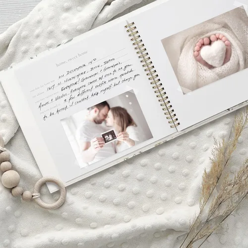 Miniatura 2 de Libro de recuerdos para bebés para niños y niñas – Álbum de fotos atemporal para bebés de los primeros 5 años – Diario álbum de recortes de género