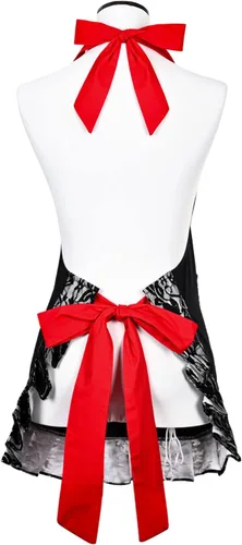 Miniatura 4 de Violet Mist Delantales coquetos de encaje negro para mujer con bolsillo, delantales negros sexys para cocinar, delantal para mujeres y niñas