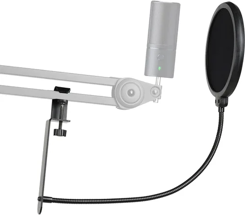 Geekria for Creators Mic Pop Filter Compatible con Razer Seiren X, Mini, V2 Pro, Elite, Emote Proscreen - Protector de filtro de micrófono con brazo