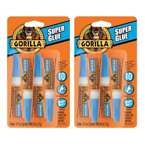 Miniatura 8 de Gorilla Super pegamento, pegamento transparente, cuatro tubos de 0.11 oz (paquete de 1) – multiusos y ajuste rápido para proyectos y reparaciones