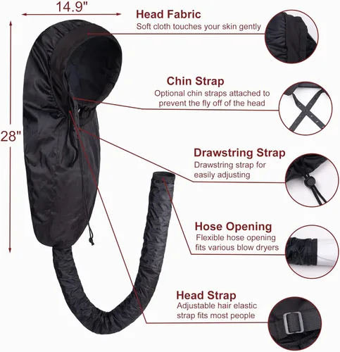 Miniatura 2 de Accesorio para secador de pelo para mujer: gorra de acondicionamiento profundo ajustable extra grande para cabello rizado natural, uso doméstico