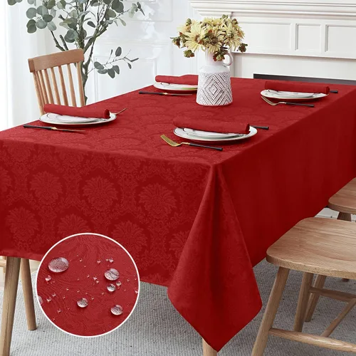 Miniatura 14 de Romanstile Mantel rectangular de jacquard de primavera, impermeable, diseño floral de damasco, manteles decorativos de tela pesada para cenas