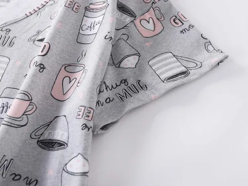 Miniatura 5 de PNAEONG Paquete de 3 camisones de algodón para mujer, ropa de dormir de manga corta, camisa casual con estampado