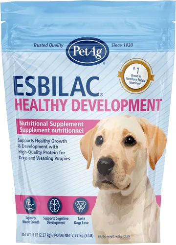 Pet-Ag Esbilac segundo paso - Alimento para destetar cachorros - 5 libras - Fórmula en polvo para destetar cachorros con DHA, proteína natural de