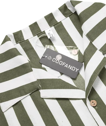 Miniatura 4 de COOFANDY - Camisas hawaianas de algodón y lino, florales, tropicales, con botones, para hombre