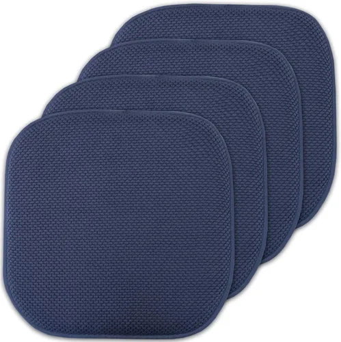 Sweet Home Collection Cojín de Espuma Viscoelástica para Silla Patrón de Panal de Abeja Color Sólido Antideslizante Base de Goma Antideslizante Azul