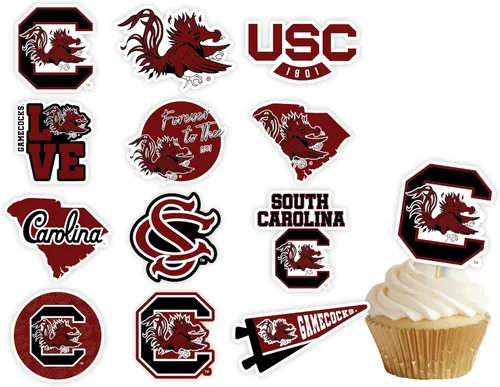 Miniatura 26 de Decoraciones para cupcakes de la Universidad de Alabama, suministros para fiestas de fútbol americano, cumpleaños, graduación (24 piezas)