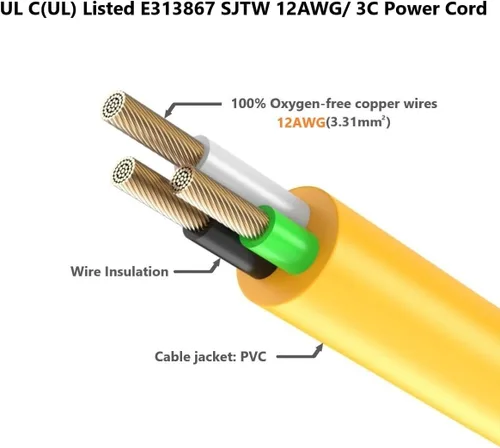 Miniatura 6 de Cable adaptador de enchufe doméstico de 1 pie de 12 AWG en ángulo recto de 15 amperios a 20 amperios, cable adaptador de enchufe de 90 grados Nema