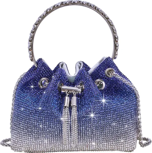Miniatura 8 de TOPALL Bolso de Noche Mejorado con Diamantes de Imitación, Bolso de Mano Brillante con Diamantes de Imitación en Plata, Monederos de Diamantes