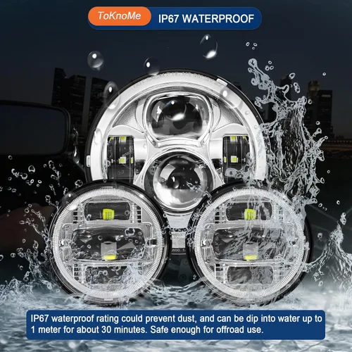 Miniatura 7 de Faro delantero LED de 7 pulgadas cromado con luces antiniebla para motocicleta, lámpara compatible con Harley Davidson Touring Road King Ultra