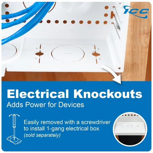 Miniatura 5 de ICC Recinto de cableado estructurado de plástico de 9", recinto multimedia con cubierta, caja de gestión de cables para cableado estructurado