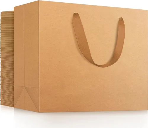 Miniatura 18 de EUSOAR Bolsas de regalo grandes negras, paquete de 12 bolsas de papel de compras de 16 x 6 x 12 pulgadas con asas, bolsa de mercancía de papel kraft