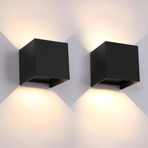 Miniatura 11 de Mille Lucciole Paquete de 2 lámparas de pared para exteriores de 12 W, para exteriores e interiores, apliques de pared LED blancos modernos, IP65