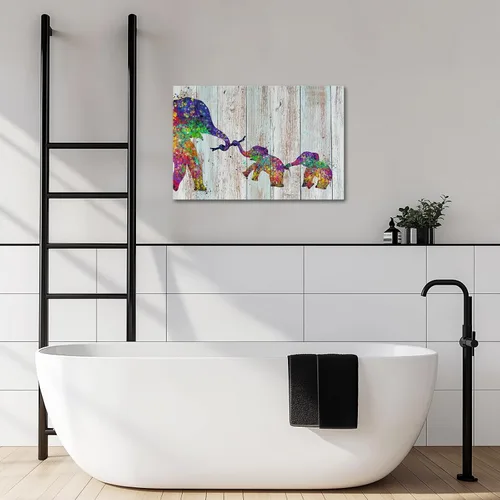 Miniatura 4 de Zlove Lienzo decorativo para pared, diseño de elefante colorido, imágenes divertidas de animales de bebé, 24 x 36 pulgadas