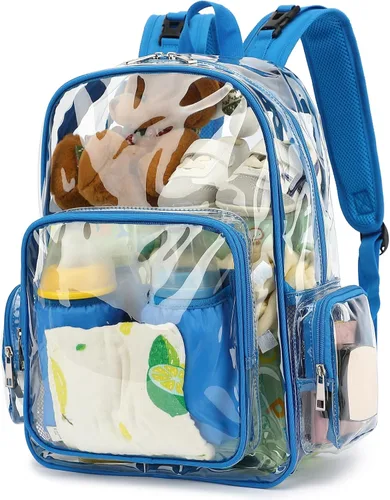Mochila transparente para pañales para bebés, niñas y niños, bolsas cambiadoras de pañales para mamá (azul)