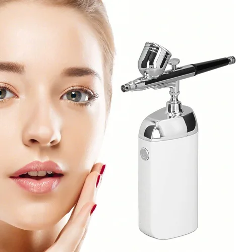 Miniatura 4 de Aerógrafo portátil facial de oxígeno, rociador de niebla facial, dispositivo de niebla facial, mini kit de aerógrafo facial para decoración de Blanco