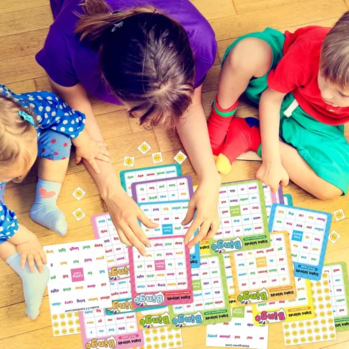 Miniatura 7 de Fancy Land Juego de bingo de palabras a la vista para niños y adultos, listas de palabras de Dolch & Fry's, juego de bingo para pre-k a 3er grado