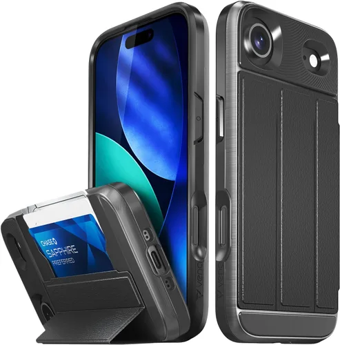 Miniatura 14 de VENA vCommute Funda tipo cartera compatible con Apple iPhone 14 (15.5 cm), funda de cuero con tapa plegable, tarjetero con función de soporte