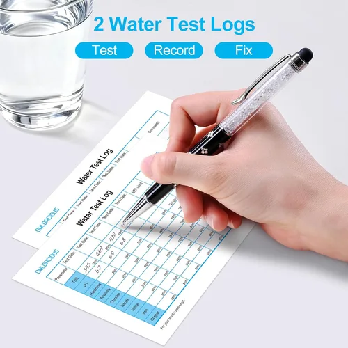 Miniatura 6 de Kit de prueba de agua: medidor TDS, 20 tiras de prueba (8 en 1), guía de acción del usuario y 2 hojas de registro. Probador digital de agua
