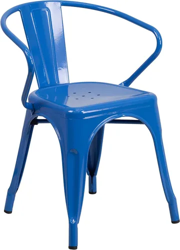 Miniatura 17 de Flash Furniture silla de metal con apoyabrazos, Metal, Negro